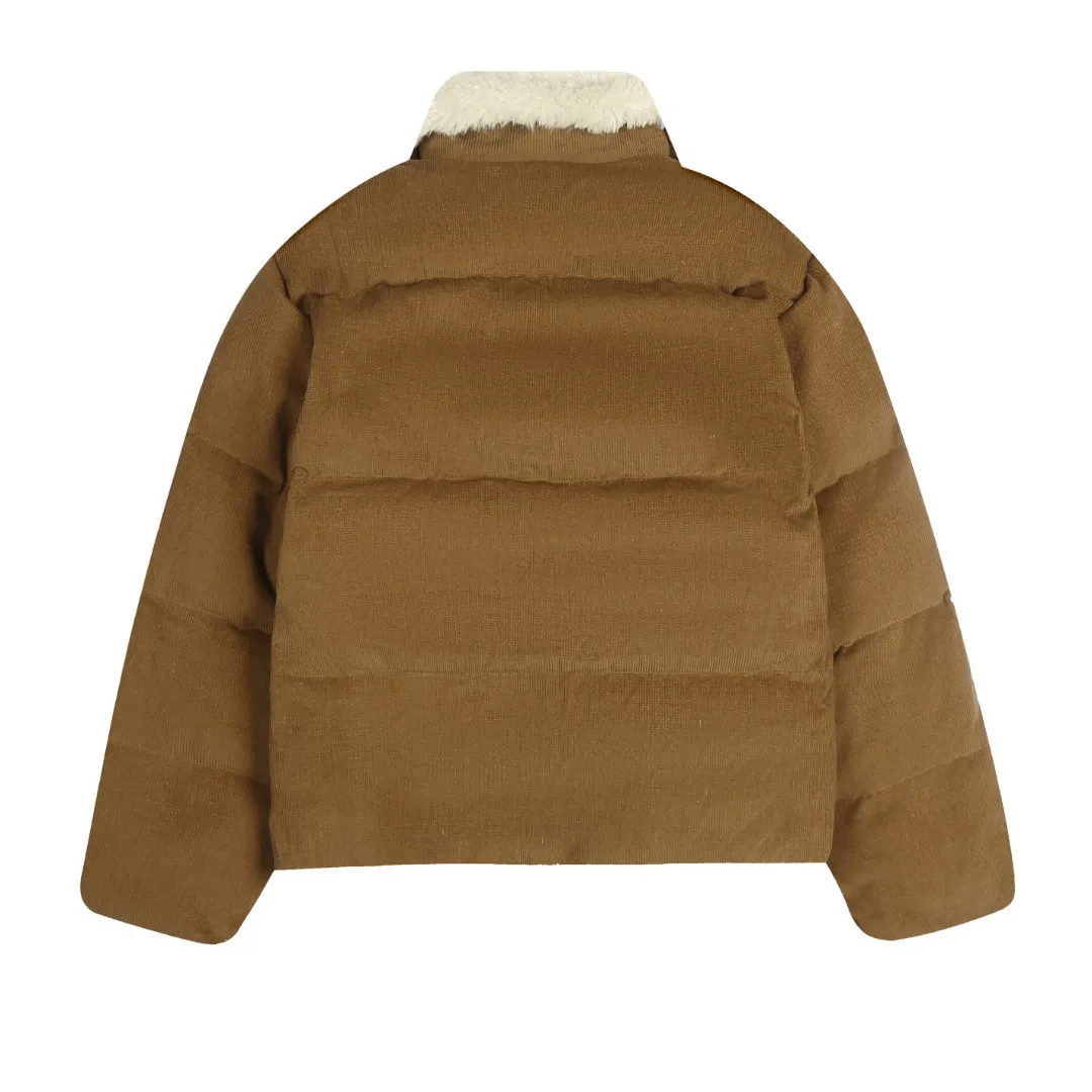 P610 White background picture [Popular item] Style number: 24382# Color: Khaki Brown Size: S to The original YKK white copper nude zipper has zipper pockets on both sides ✅ - RL2024 new down jacket Khaki corduroy cotton jacket The warm atmosphere of autumn and winter is online. The comfort brought by the cotton corduroy face and the three-dimensional grain velvet lapels. The high-waisted short version takes into account both the fit and warmth.